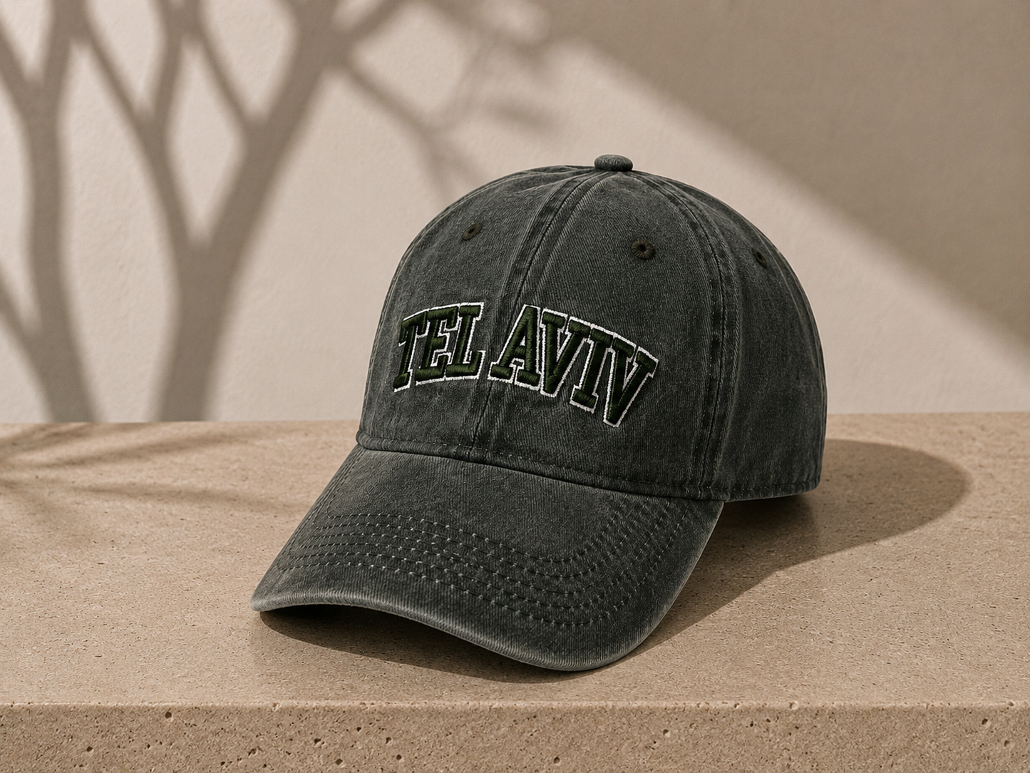 כובע "TEL AVIV" ירוק משופשף