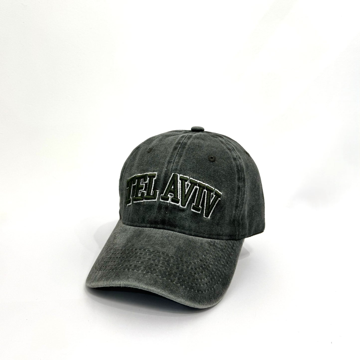כובע עם רקמה "TEL AVIV" ירוק משופשף