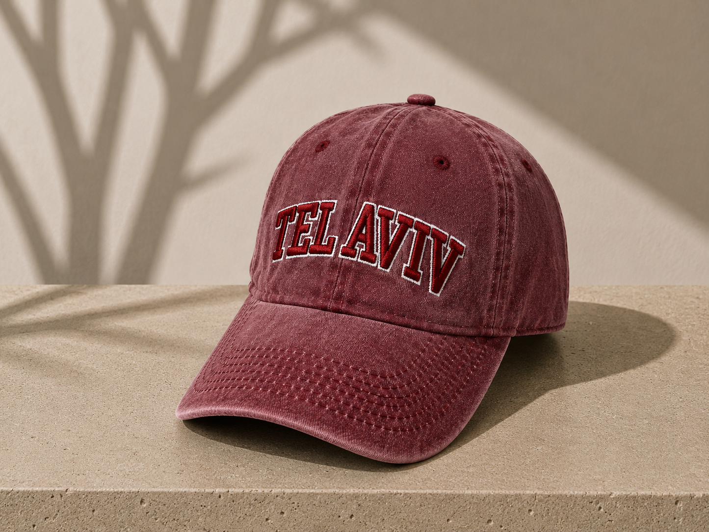 כובע "TEL AVIV" אדום משופשף