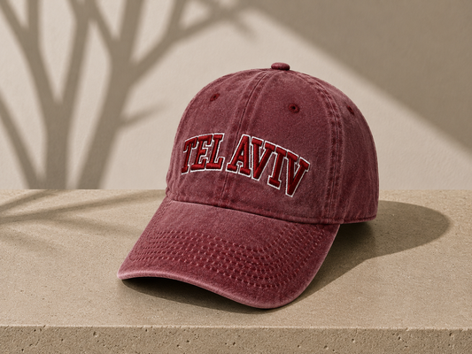 כובע "TEL AVIV" אדום משופשף 